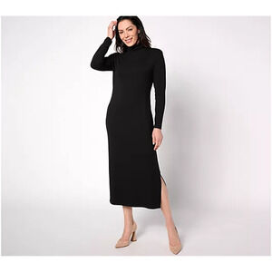 A623040 WOMEN WITH CONTROL Jersey Tummy Control Midi Dress Black Petite M